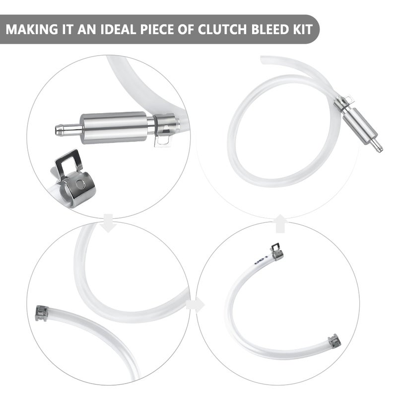 IHOTDER Car Brake Bleeder Hose with One Way Check Valve Durable Brake Fluid Bleeder Hoses Replacement Universal Brake Bleeder Tool Car Accessories for Car Motorbike Bike - Image 4